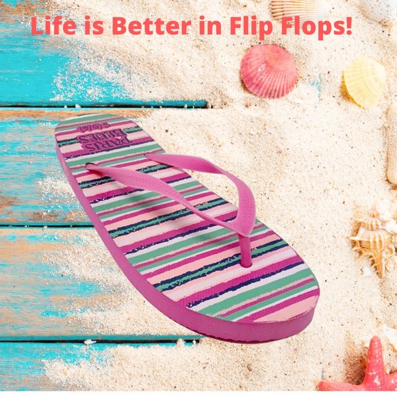 Paris Blues Striped Flip Flops - Picture 1 of 10